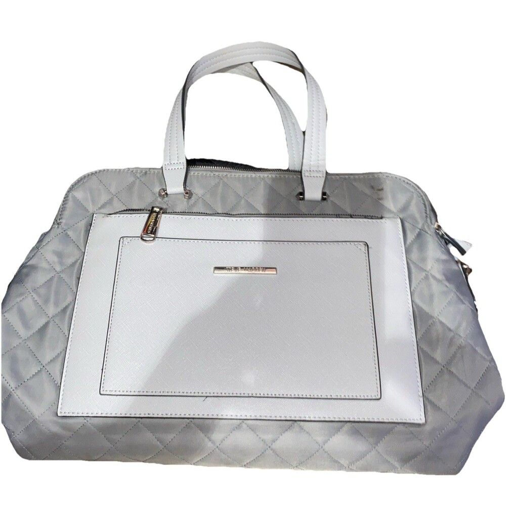 Steve Madden Grey Quilted Tote Duffle Bag Weekender Travel Large 20"